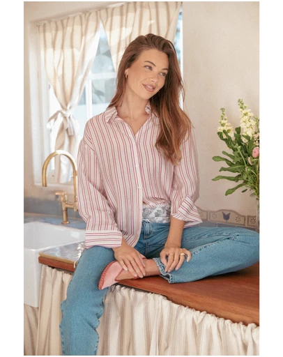 Petal & Pup - Nuala Oversized Shirt - Pink Candy Stripe