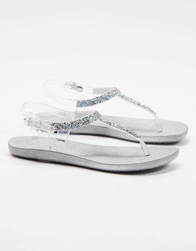 Holster - Goldie Embellished T-Bar Sandal - Silver - Women's