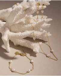 Najo - Tidal Whisper Yellow Gold Double Pearl Earring