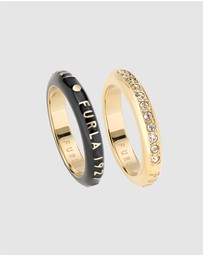 Furla - Furla 1927 Colour Edition Gold-Tone Black Enamel Rings