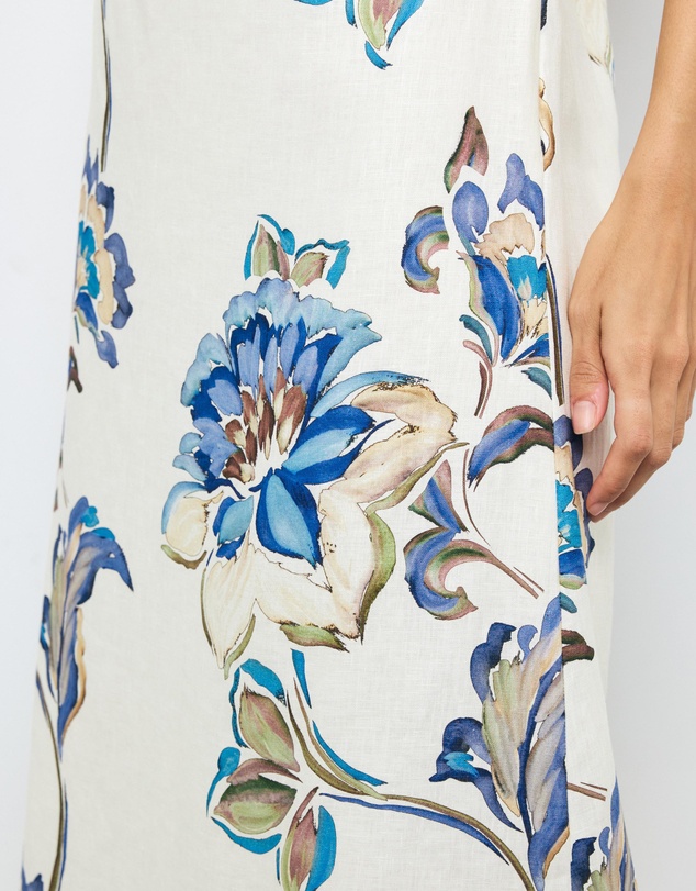 AERE - Mara Linen One Shoulder Midi Dress