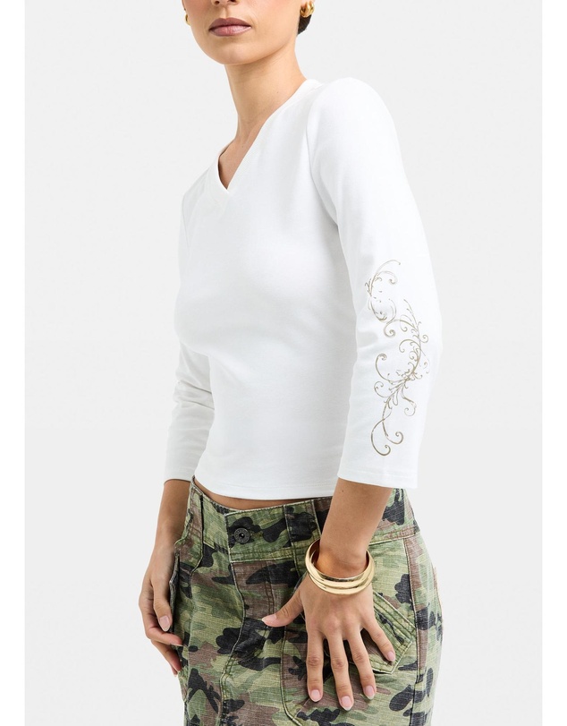 Neon Hart - Donita V Neck 3/4 Sleeve Top