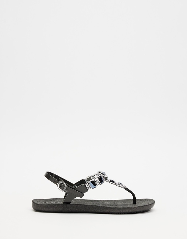 Holster - Mykonos Jewelled T-bar Sandal - Black - Women's