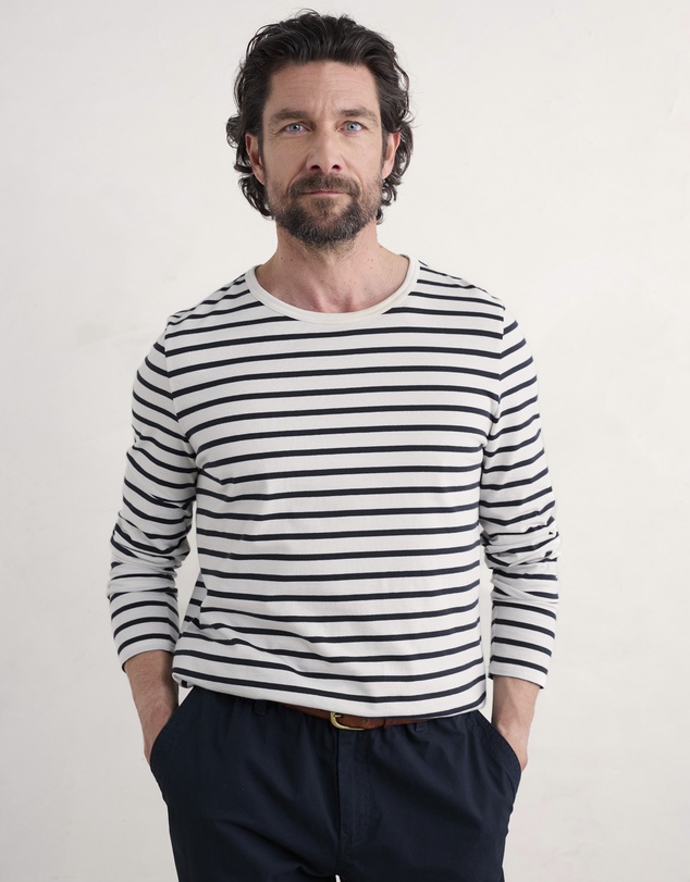 Seasalt - Seasalt Cornwall Navy Crew Neck Sailor Shirt in Organic Cotton