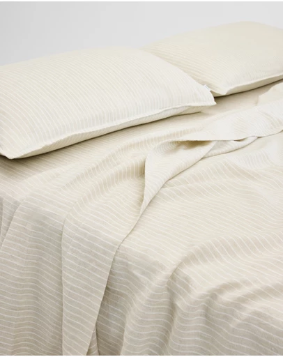 Country Road - Skye Linen Queen Flat Sheet