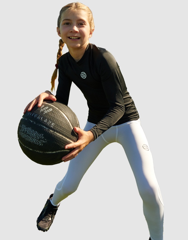 SKINS - Youth Compression Long Tights - White