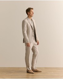 Trenery - Regular Fit Belgian Linen Pant in Flax