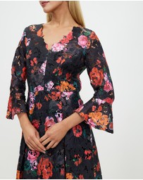 Pink Ruby - Night Flower Bell Sleeve Dress