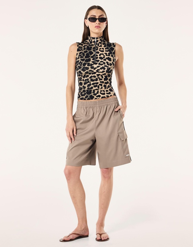 P.E Nation - Leopard Routine Quarter Zip Tank