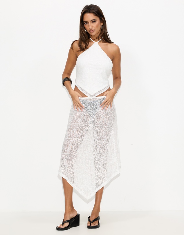 Dazie - Vacay Sheer Lace Midi Skirt