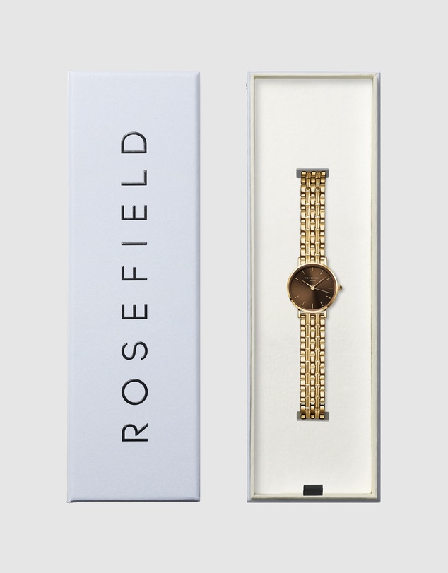 Rosefield - Small Edit Chocolate Brown Dial Gold-Tone Bracelet Watch