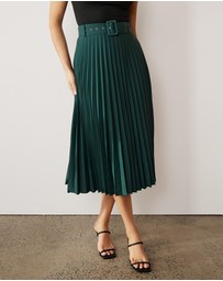 Atmos&Here - Hailey Pleated Belt Midi Skirt