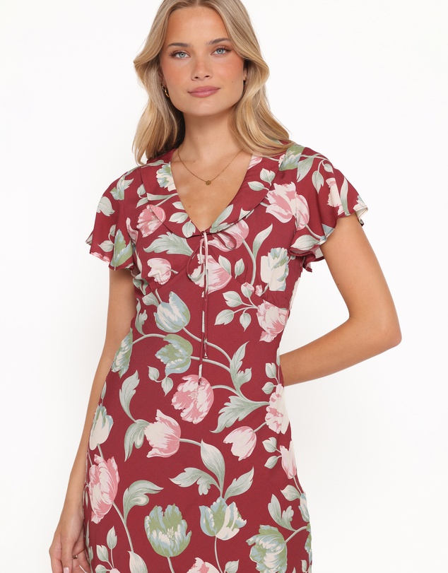 Petal & Pup - Linden Midi Dress - Red Tulip Floral