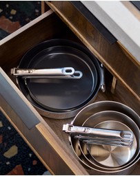 Joseph Joseph - Space Steel Non-stick Stainless-steel Frying Pan with Folding Handle - 24cm