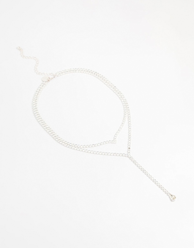 Lovisa - Silver Cubic Zirconia V Necklace