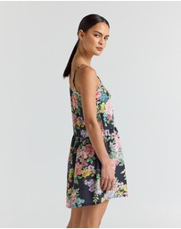 Poolside Paradiso - Jardin Slip Babydoll Dress - Black