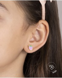 Wanderlust + Co - Strawberry Enamel Gold Flat Back Earrings