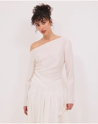 Calli - Amara Ruched Sheer Long Sleeve Top