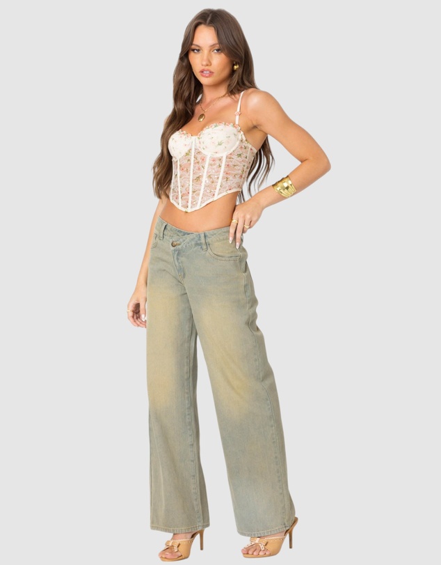 EDIKTED - Asymmetric Low Rise Wrap Jeans
