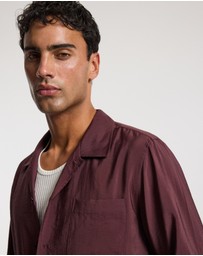 Calibre - Camp Collar Long Sleeve Shirt Oxblood