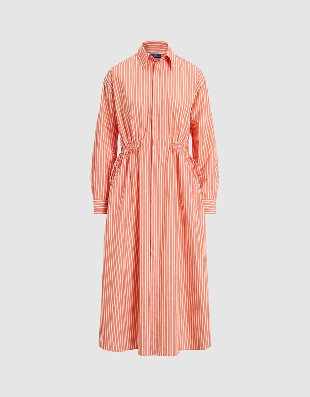 Polo Ralph Lauren - Striped Cotton-Linen Drawcord Shirt Dress