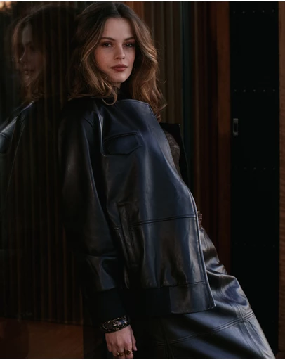 Belle & Bloom - Desert Moon Leather Bomber Jacket