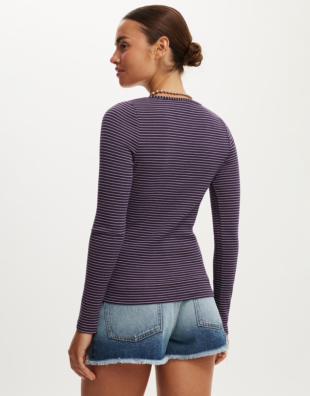 Cotton On - Scoop Neck Rib Long Sleeve Top