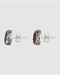 Haze & Glory - ICONIC EXCLUSIVE - Earrings Stud Men Brown Jasper 925 Sterling Silver