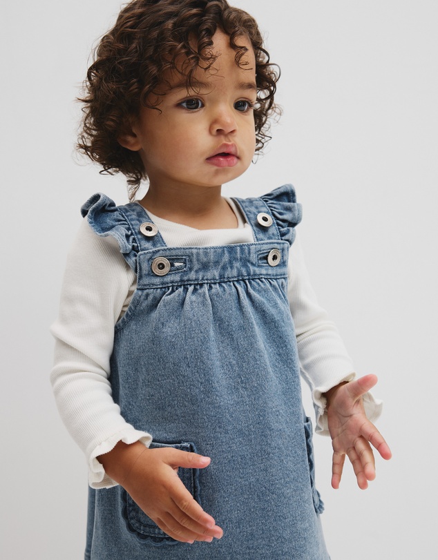 Country Road - Scallop Denim Pinafore