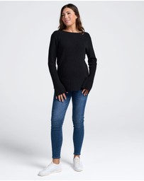 Angel Maternity - Arial Maternity Oversized Luxury Knit Nursing Jumper in Black
