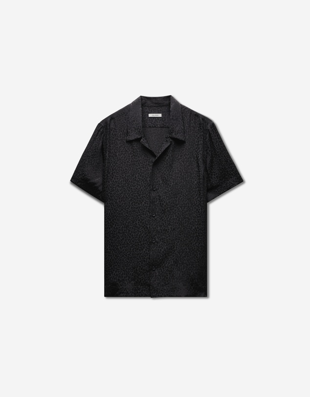 Calibre - Animal Jacquard Silk Short Sleeve Shirt Black