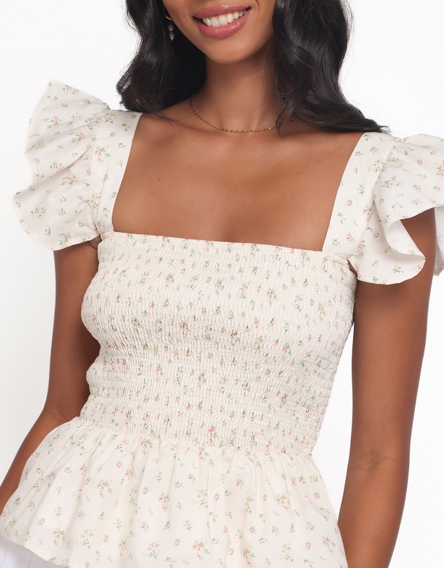 Petal & Pup - Remira Smocked Ruffle Top - White Betty