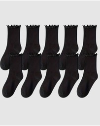 High Heel Jungle - Premium Cotton Frill Edge Socks- 5 Pack