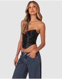 EDIKTED - Aberdeen Faux Leather Cupped Corset