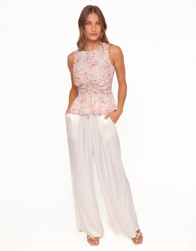 Petal & Pup - Limona Peplum Top - Blurred Pink Floral