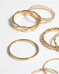 Lovisa - Gold Plated Twisted Band Ring Stack Pack