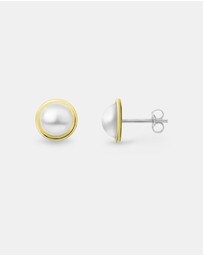Ichu - Two Tone Edged Half Ball Earrings