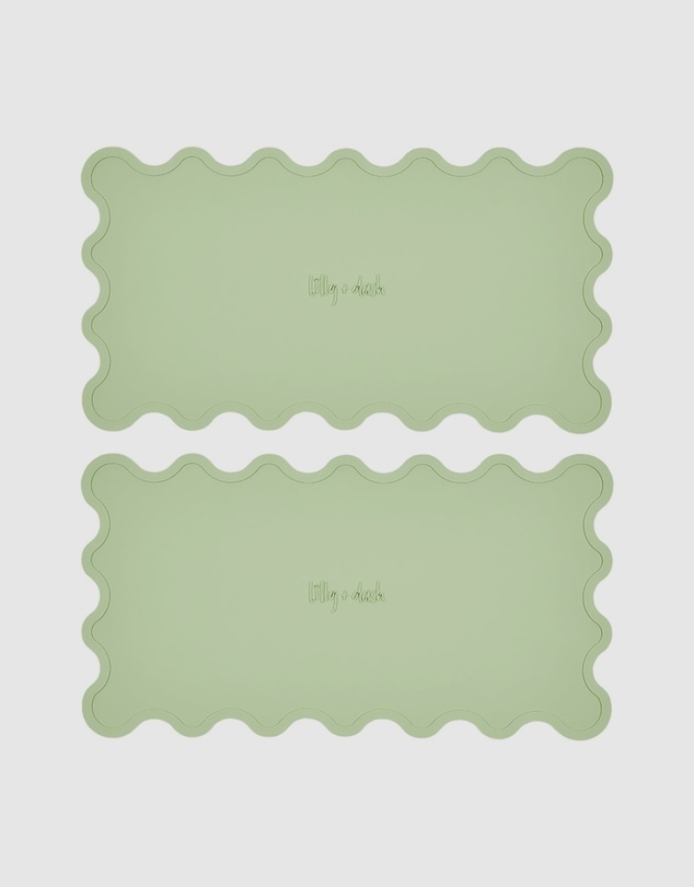 Lilly + Dash - 2pc Dog & Cat Wave Placemats - Mint Green