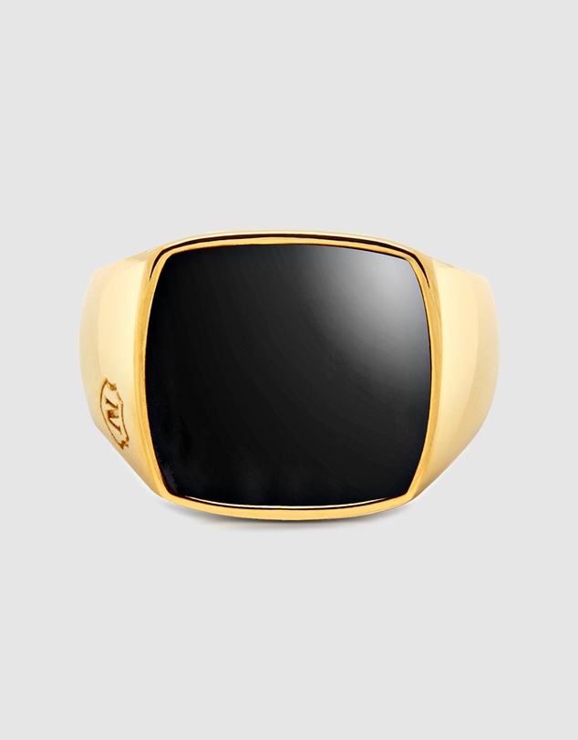 Nialaya Jewellery - Men's Cocktail Ring with Onyx