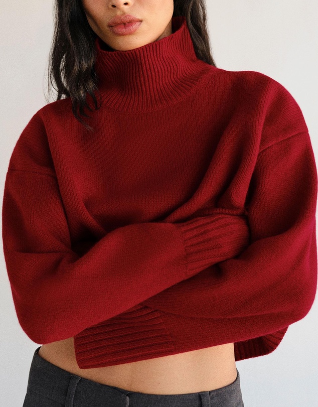 Reformation - March Regenerative Wool Cropped Turtleneck Jumper