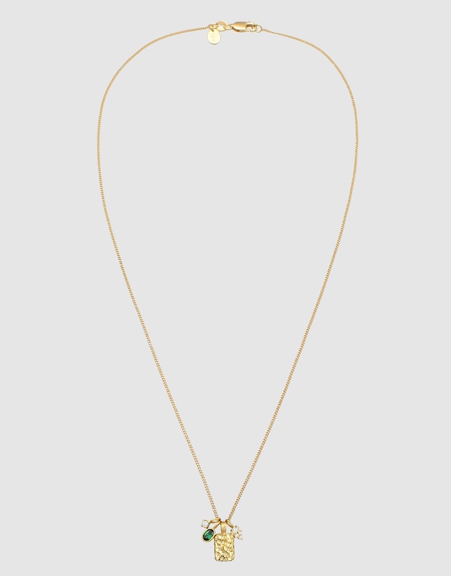 Elli Jewelry - Necklace Pendant Zirconia 925 Sterling Silver Gold-Plated