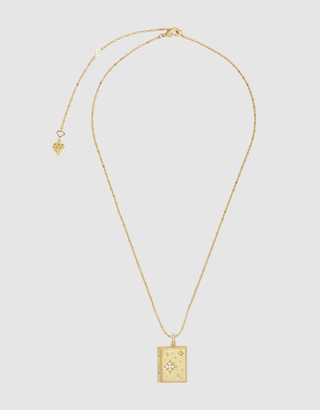 Wanderlust + Co - Fly Me To The Moon Gold Locket Necklace