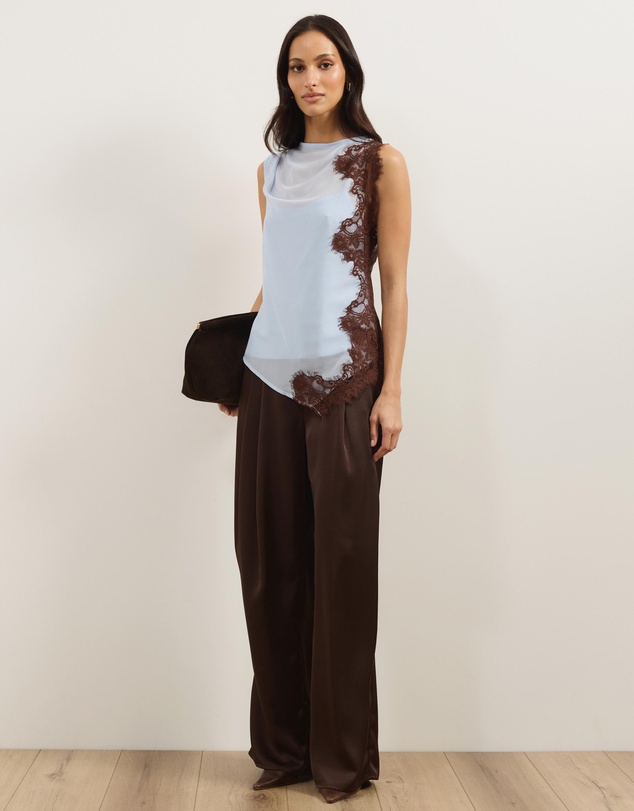Atmos&Here - Iris Contrast Lace Insert Georgette Top