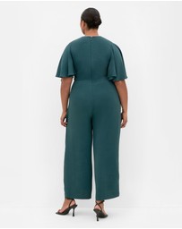 City Chic - Braelynn V Neck Jumpsuit - emerald
