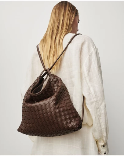 VESTIRSI - Woven Bella Convertible Backpack Chocolate