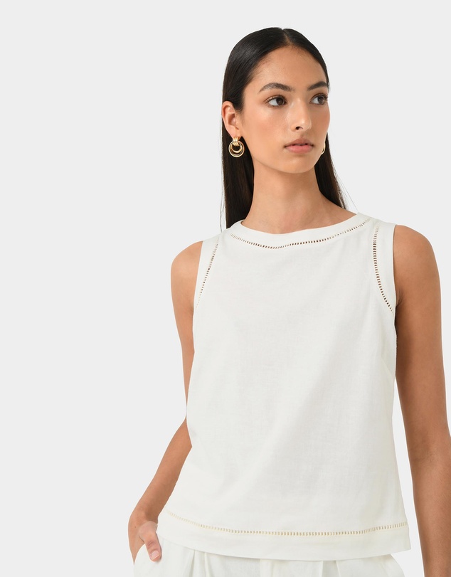 Forcast - Perry Linen Embroidery Top