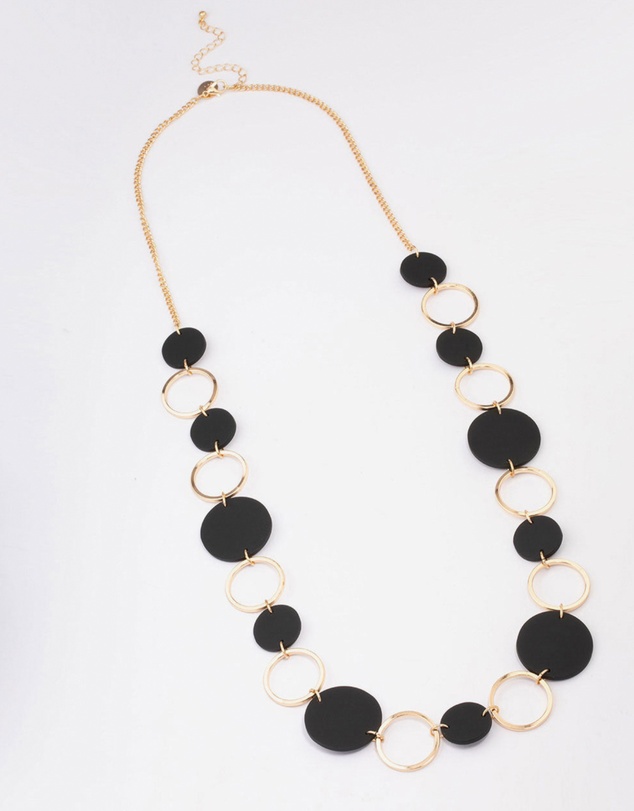 Lovisa - Black Matte Station Disc Necklace
