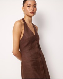 AERE - Tailored Linen Mini Halter Dress
