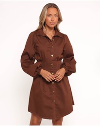 Petal & Pup - Phoenix Long Sleeve Mini Dress - Brown Denim