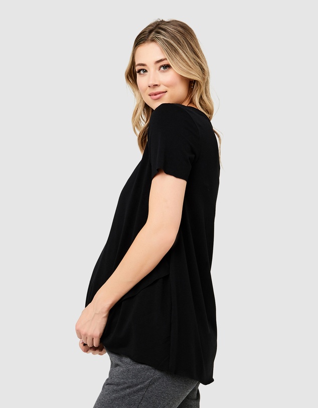 Ripe Maternity - Short Sleeve Raw Edge Nursing Top